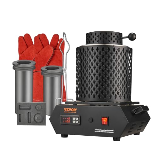 VEVOR Goldschmelzofen 1350 W, Elektrischer Digitaler Schmelzofen, 1150 ℃, elektrischer Schmelzofen mit 1 kg & 3 kg Graphittiegeln zum Schmelzen von Gold, Silber, Kupfer, Aluminium usw. Schwarz VEVOR Goldschmelzofen 1350 W, Elektrischer Digitaler Schmelzofen, 1150 ℃, elektrischer Schmelzofen mit 1 kg & 3 kg Graphittiegeln zum Schmelzen von Gold, Silber, Kupfer, Aluminium usw. Schwarz von VEVOR