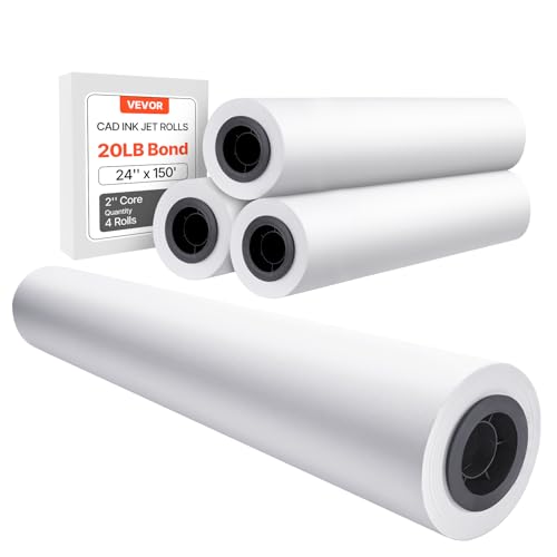 VEVOR Großformatpapier Plotterpapier 45,7 m x 609,6 mm 4 Rollen CAD-Bond-Rollen mit 50,8 mm Kern, Zeichenrollen für CAD-Zeichnungen, technische Pläne, GIS-Karten und Architekturentwürfe VEVOR Großformatpapier Plotterpapier 45,7 m x 609,6 mm 4 Rollen CAD-Bond-Rollen mit 50,8 mm Kern, Zeichenrollen für CAD-Zeichnungen, technische Pläne, GIS-Karten und Architekturentwürfe von VEVOR