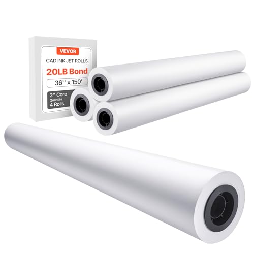 VEVOR Großformatpapier Plotterpapier 45,7 m x 915 mm 4 Rollen CAD-Bond-Rollen mit 50,8 mm Kern, Zeichenrollen für CAD-Zeichnungen, technische Pläne, GIS-Karten und Architekturentwürfe Weiß VEVOR Großformatpapier Plotterpapier 45,7 m x 915 mm 4 Rollen CAD-Bond-Rollen mit 50,8 mm Kern, Zeichenrollen für CAD-Zeichnungen, technische Pläne, GIS-Karten und Architekturentwürfe Weiß von VEVOR