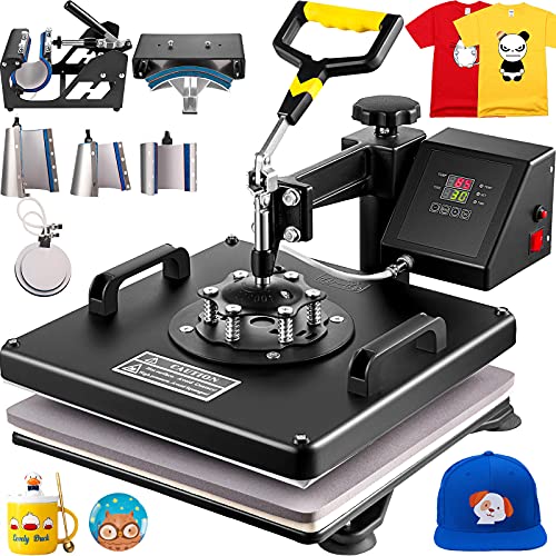 VEVOR Heißpresse 8 in 1 Heat Press für Textil Transferpresse Textilpresse mit Plattenpresse von 38 x 38 cm Textildruckpresse von 1000w Geeignet für Hüte, Mützen T-Shirts Tassen, Schwarz VEVOR Heißpresse 8 in 1 Heat Press für Textil Transferpresse Textilpresse mit Plattenpresse von 38 x 38 cm Textildruckpresse von 1000w Geeignet für Hüte, Mützen T-Shirts Tassen, Schwarz von VEVOR