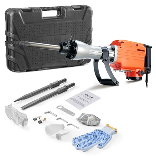 VEVOR Hochleistungs-Betonbrecher Abbruchhammer 2200 W, 1-1/8 Zoll / 28,6 mm Elektroabbruchhammer, Bohrhammer Betonhammer Stemmhammer 1400 BPM, inkl. Spitzmeißel, Flachmeißel, für Schiefer, Beton usw. VEVOR Hochleistungs-Betonbrecher Abbruchhammer 2200 W, 1-1/8 Zoll / 28,6 mm Elektroabbruchhammer, Bohrhammer Betonhammer Stemmhammer 1400 BPM, inkl. Spitzmeißel, Flachmeißel, für Schiefer, Beton usw. von VEVOR