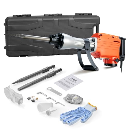 VEVOR Hochleistungs-Betonbrecher Abbruchhammer 2200 W, 1-1/8 Zoll / 28,6 mm Elektroabbruchhammer, Bohrhammer Betonhammer Stemmhammer 1400 BPM, inkl. Spitzmeißel, Flachmeißel, für Schiefer, Beton usw. VEVOR Hochleistungs-Betonbrecher Abbruchhammer 2200 W, 1-1/8 Zoll / 28,6 mm Elektroabbruchhammer, Bohrhammer Betonhammer Stemmhammer 1400 BPM, inkl. Spitzmeißel, Flachmeißel, für Schiefer, Beton usw. von VEVOR