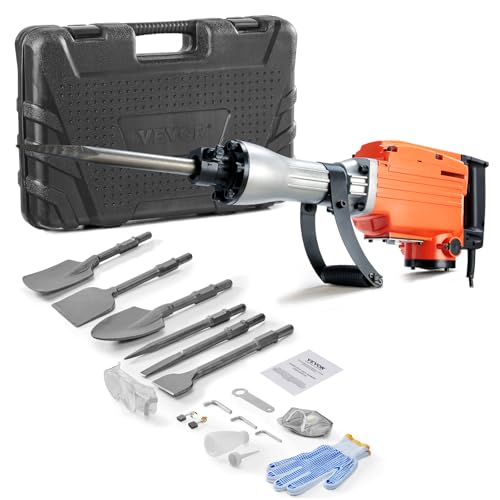 VEVOR Hochleistungs-Betonbrecher Abbruchhammer 2200 W, Elektroabbruchhammer, Bohrhammer Betonhammer Stemmhammer 1400 BPM, inkl. 6 Meißel Spitzmeißel, Flachmeißel, Schabemeißel für Schiefer, Beton usw. VEVOR Hochleistungs-Betonbrecher Abbruchhammer 2200 W, Elektroabbruchhammer, Bohrhammer Betonhammer Stemmhammer 1400 BPM, inkl. 6 Meißel Spitzmeißel, Flachmeißel, Schabemeißel für Schiefer, Beton usw. von VEVOR