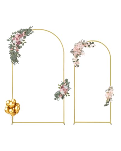 VEVOR Hochzeit Bogen, 2,2 m & 1,8 m, 2er-Set Traubogen, mit Gehäuseverbindung und Chassis-Querstangendesign, leicht zu montierender Goldener Ständer, geeignet für Geburtstage, Feiern, Feiertage von VEVOR