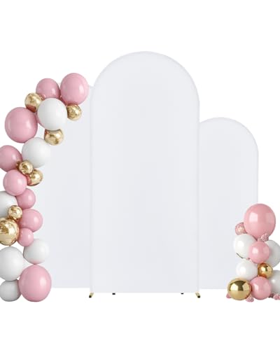 VEVOR Hochzeit Bogen, 3er-Set, Traubogen mit Gehäuseverbindung und Chassis-Querstangendesign, leicht zu montierender Goldener Ständer mit Stoffbezug, passend für Geburtstage, Feiern, Feiertage von VEVOR