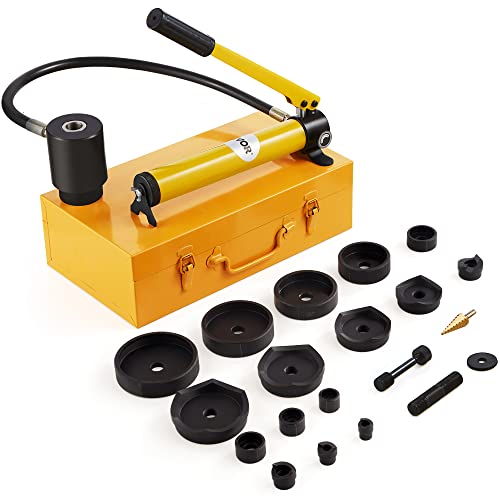 VEVOR Hydraulisches Lochstanzer-Set Knockout-Lochtreiber-Kit 15t, Handpumpe Stahl Lochwerkzeug 10 Stanzformen 1/2, 3/4, 1, 1-1/4, 1-1/2, 2, 2-1/2, 3, 3-1/2, 4 Zoll, Zylinder Lochstanze Hydraulikpumpe VEVOR Hydraulisches Lochstanzer-Set Knockout-Lochtreiber-Kit 15t, Handpumpe Stahl Lochwerkzeug 10 Stanzformen 1/2, 3/4, 1, 1-1/4, 1-1/2, 2, 2-1/2, 3, 3-1/2, 4 Zoll, Zylinder Lochstanze Hydraulikpumpe von VEVOR