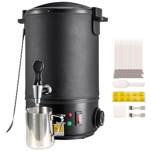 VEVOR Kerzenherstellung Kit Kommerzieller Elektrischer Wachsschmelzer 6,5 L, 1100 W Wachsschmelzgerät Kerzenherstellungsmaschine, DIY Kerzen Selber Machen Set inkl. Dochte, Kerzengießtopf, Löffel von VEVOR