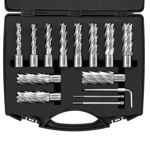VEVOR Kronenbohrer-Set Metall 13 tlg. 7/16, 1/2, 9/16, 11/16, 5/8, 3/4, 13/16, 7/8, 15/16, 1, 1-1/16 Zoll, Kernbohrer-Satz 50,8 mm Schnitttiefe Ringschneider-Set, Zubehör für Magnetbohrmaschinen VEVOR Kronenbohrer-Set Metall 13 tlg. 7/16, 1/2, 9/16, 11/16, 5/8, 3/4, 13/16, 7/8, 15/16, 1, 1-1/16 Zoll, Kernbohrer-Satz 50,8 mm Schnitttiefe Ringschneider-Set, Zubehör für Magnetbohrmaschinen von VEVOR