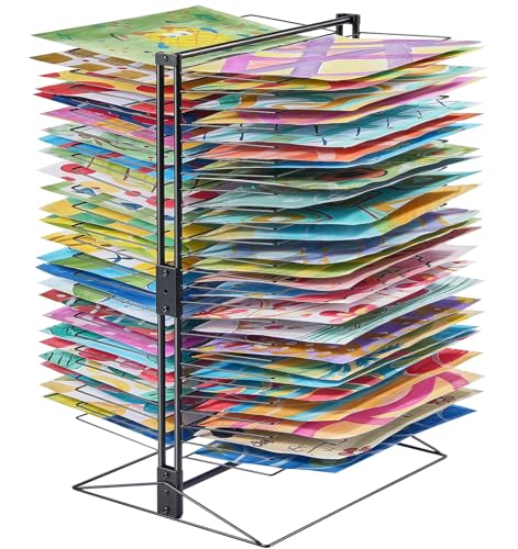 VEVOR Kunst-Trockenständer mit 50 herausnehmbaren Regalen (49 x 19 cm) Trockenständer mit Stabiler Basis, Gemälde-Trockenständer aus Kohlenstoffstahl für Kunstwerke in Klassenzimmer Kunstateliers von VEVOR