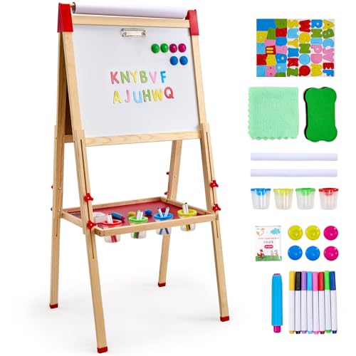 VEVOR Kunststaffelei für Kinder, 3-in-1-Kunststaffelei aus Holz, mit magnetischem Whiteboard, Kreidetafel und Papierrolle, verstellbares stehendes Zeichenbrett mit Malzubehör für Kinder ab 3 Jahren VEVOR Kunststaffelei für Kinder, 3-in-1-Kunststaffelei aus Holz, mit magnetischem Whiteboard, Kreidetafel und Papierrolle, verstellbares stehendes Zeichenbrett mit Malzubehör für Kinder ab 3 Jahren von VEVOR