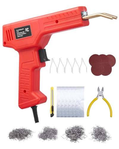 VEVOR Kunststoff Schweißgerät, 100 W Kunststoff Reparatur Set mit 800 Heißklammern, Schweißpistole, Kunststoff-Autostoßstangen mit LED-Licht für Kajaks, Spielzeuge, Reparatur von Kunststoffrissen von VEVOR