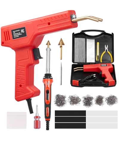 VEVOR Kunststoff-Schweißgerät, 100 W Schweißpistole + 60/100 W Lötkolben, Kunststoff-Reparatur-Set mit 1000 Stk. Heißklammern & 60 Stäben für Auto-Stoßstangen, Kajaks, Elektronik, Spielzeug VEVOR Kunststoff-Schweißgerät, 100 W Schweißpistole + 60/100 W Lötkolben, Kunststoff-Reparatur-Set mit 1000 Stk. Heißklammern & 60 Stäben für Auto-Stoßstangen, Kajaks, Elektronik, Spielzeug von VEVOR