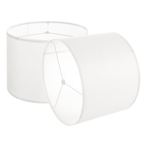 VEVOR Lampenschirm Trommel 33 x 33 x 25 cm (oben x unter x hoch), 2 Stk. mittelgroße Ersatzschirme aus Leinen + PVC, Lampenschirm für Tischlampen Stehlampen Pendelleuchten (cremefarben) von VEVOR