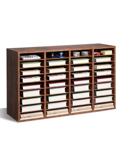 VEVOR Literatur-Organizer Dokumentenablage mit 36 Fächern & herausnehmbaren Regalen, Aktensortierer Briefablage aus Holz, Spanplatte, Aufbewahrung für Büro Klassenzimmer Aktensortierer Dunkelbraun von VEVOR