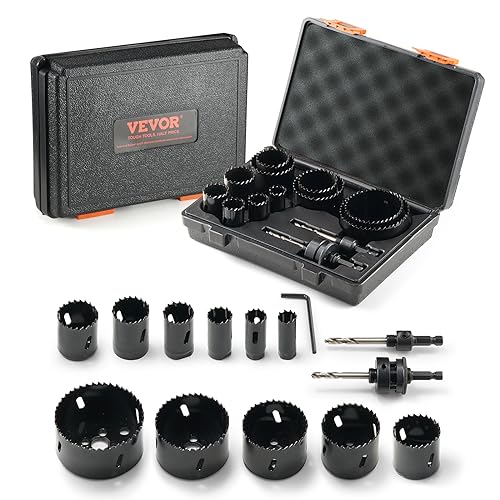 VEVOR Lochsäge Set Bimetall, 11-tlg. Lochblätter, 2 Lochbohrer Schnitttiefe 38 mm, Bimetall Lochsägensatz Bohrmaschine Zubehör, Profi Lochsägen zum Bohren von Holz, Eisen, Kunststoff und PVC usw. VEVOR Lochsäge Set Bimetall, 11-tlg. Lochblätter, 2 Lochbohrer Schnitttiefe 38 mm, Bimetall Lochsägensatz Bohrmaschine Zubehör, Profi Lochsägen zum Bohren von Holz, Eisen, Kunststoff und PVC usw. von VEVOR