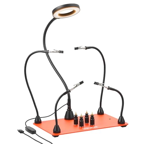 VEVOR Löthilfe Dritte Hand, Magnetische Lötstation, Lötwerkzeug mit 4 flexiblen Armen, mit LED-Vergrößerungslampe, 4 PCB-Säulenhaltern & Basis, für Reparaturen, Basteln, Hobby, Heimwerken VEVOR Löthilfe Dritte Hand, Magnetische Lötstation, Lötwerkzeug mit 4 flexiblen Armen, mit LED-Vergrößerungslampe, 4 PCB-Säulenhaltern & Basis, für Reparaturen, Basteln, Hobby, Heimwerken von VEVOR