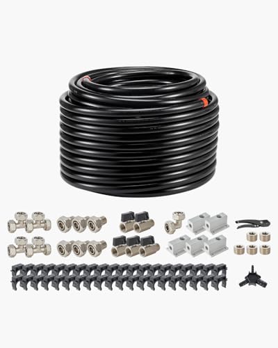 VEVOR Luftkompressor-Leitungssatz, 60,96 m x 19,05 mm Druckluftschlauch, HDPE-Aluminium-Druckluftrohrsystem, einfach zu installieren, Druckluftleitungssatz für Garagenwerkstätten, schwarz von VEVOR