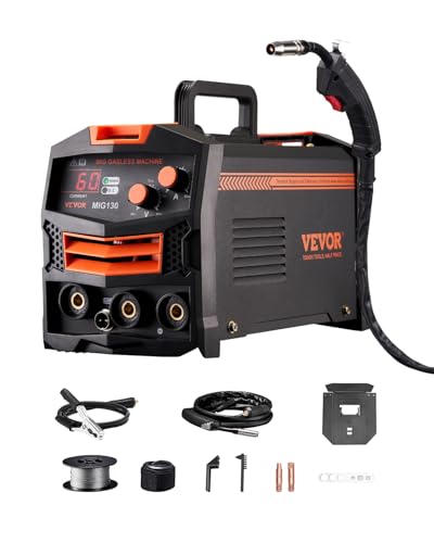 VEVOR MIG-Schweißgerät, 130 A synergetische MIG-Schweißmaschine, gasloses Fülldraht-Welder, tragbarer MIG-Schweißer mit IGBT-Wechselrichtertechnologie und digitalem Anzeigebildschirm VEVOR MIG-Schweißgerät, 130 A synergetische MIG-Schweißmaschine, gasloses Fülldraht-Welder, tragbarer MIG-Schweißer mit IGBT-Wechselrichtertechnologie und digitalem Anzeigebildschirm von VEVOR