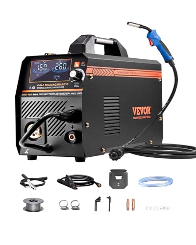 VEVOR MIG-Schweißgerät, 160 A Welder, synergetische MIG-Schweißmaschine, 4-in-1-Gas/MIG/MMA/Lift TIG-Mehrprozess-Schweißer mit IGBT-Wechselrichtertechnologie und LCD-Bildschirmanzeige VEVOR MIG-Schweißgerät, 160 A Welder, synergetische MIG-Schweißmaschine, 4-in-1-Gas/MIG/MMA/Lift TIG-Mehrprozess-Schweißer mit IGBT-Wechselrichtertechnologie und LCD-Bildschirmanzeige von VEVOR