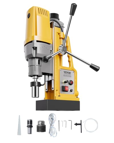VEVOR Magnetbohrmaschine, Motor 1400 W elektrische Säulenbohrmaschine 13000 N Bohrdurchmesser von 50 mm variable Geschwindigkeit 0 bis 750 U/min Bohrmaschine für Metalloberflächen von VEVOR