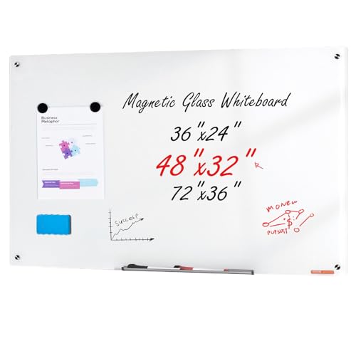 VEVOR Magnetisches Glas-Whiteboard, Wandtafel Trocken Abwischbare Tafel 120 x 80 cm, Wandmontiertes Weißes Glasboard ohne Rahmen, mit Stiftablage, einem Radiergummi& 2 Stiften, Magnettafel Weiß VEVOR Magnetisches Glas-Whiteboard, Wandtafel Trocken Abwischbare Tafel 120 x 80 cm, Wandmontiertes Weißes Glasboard ohne Rahmen, mit Stiftablage, einem Radiergummi& 2 Stiften, Magnettafel Weiß von VEVOR