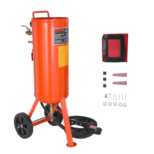 VEVOR Mobiles Sandstrahlgerät 37 L Sandstrahlanlage 2,3 m Arbeitsschlauch Sandstrahler 60–110 PSI Arbeitsdruck ideal zum Entfernen von Rost, Farbe, Flecken und das Polieren großer Flächen von VEVOR
