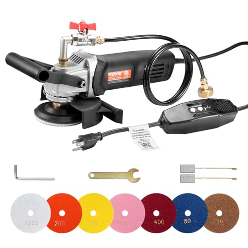 VEVOR Nasspolierer 800W, 10.2 cm Betonschleifer mit 6 Variabler Geschwindigkeit und 7 Polierkits, Nassschleifer Maschine für Marmor, Granit, Stein, Fels, Fliesen, Ausgestattet mit einem GFCI-Schalter VEVOR Nasspolierer 800W, 10.2 cm Betonschleifer mit 6 Variabler Geschwindigkeit und 7 Polierkits, Nassschleifer Maschine für Marmor, Granit, Stein, Fels, Fliesen, Ausgestattet mit einem GFCI-Schalter von VEVOR