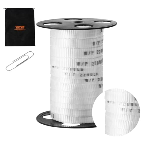 VEVOR Polyester-Zugband, 33 m x 1,6 cm, 998 kgf Zugkapazität, bedrucktes Gurtband zum Kabelziehen für Verpackung, Gartenarbeit, gewerbliche Elektrik, Leitungsarbeiten, weiß von VEVOR