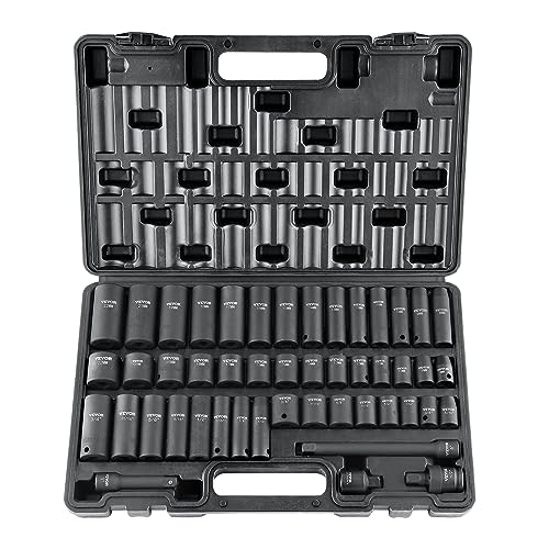 VEVOR Profi Steckschlüsselsatz CR-V-legierter Stahl 48-tlg Steckschlüssel Satz 8-22 mm Tiefe Stecknüsse Schlagschrauber, HRC 42-48 Steckschlüssel inkl Werkzeugkoffer, Metrisch Schraubenausdreher VEVOR Profi Steckschlüsselsatz CR-V-legierter Stahl 48-tlg Steckschlüssel Satz 8-22 mm Tiefe Stecknüsse Schlagschrauber, HRC 42-48 Steckschlüssel inkl Werkzeugkoffer, Metrisch Schraubenausdreher von VEVOR