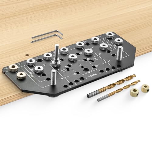 VEVOR Regalstiftlehre und Scharnierlehre Bohrschablone für Schrankbeschläge aus Aluminiumlegierung mit 6,4- und 4,8-mm-Bohrern, Bohrschablone für Schranktüren Bücherregale Kleiderschränke von VEVOR