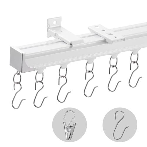VEVOR Schiebe-Deckenvorhangschienensystem Set 5,4 m Raumteiler-Gardinenschiene Halterung zur Decken-/Wandmontage für Wohnzimmer Schlafzimmer mit Haken & Hardware & 6 Schienen, weiß 5410 x 68 x 46 mm VEVOR Schiebe-Deckenvorhangschienensystem Set 5,4 m Raumteiler-Gardinenschiene Halterung zur Decken-/Wandmontage für Wohnzimmer Schlafzimmer mit Haken & Hardware & 6 Schienen, weiß 5410 x 68 x 46 mm von VEVOR