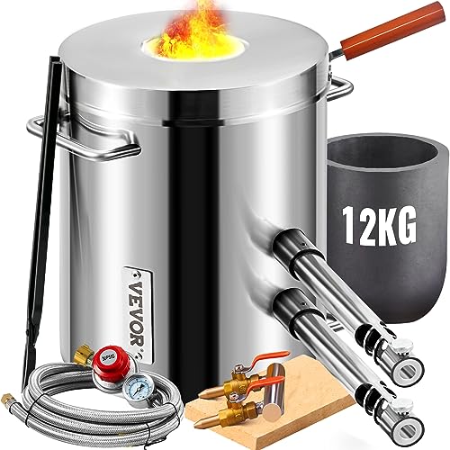 VEVOR Schmelzofen Propan Metall Schmelzofen 12 kg, Edelstahl Schmelzofen Gas 1482 ℃ inkl. 2 x Brenner, 1 x Tiegel, Schmiede Messerherstellung Schmiedeset für Kupfer, Aluminium, Gold, Silber usw. VEVOR Schmelzofen Propan Metall Schmelzofen 12 kg, Edelstahl Schmelzofen Gas 1482 ℃ inkl. 2 x Brenner, 1 x Tiegel, Schmiede Messerherstellung Schmiedeset für Kupfer, Aluminium, Gold, Silber usw. von VEVOR