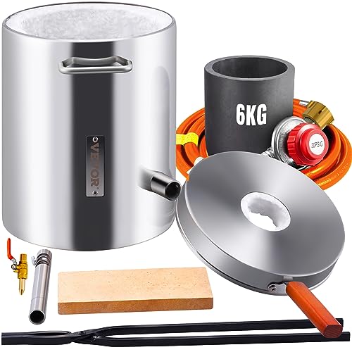 VEVOR Schmelzofen Propan Metall Schmelzofen 6 kg, Edelstahl Schmelzofen Gas 1482 ℃ inkl. 1 x Brenner, 1 x Tiegel, Schmiede Messerherstellung Schmiedeset für Kupfer, Aluminium, Gold, Silber usw. VEVOR Schmelzofen Propan Metall Schmelzofen 6 kg, Edelstahl Schmelzofen Gas 1482 ℃ inkl. 1 x Brenner, 1 x Tiegel, Schmiede Messerherstellung Schmiedeset für Kupfer, Aluminium, Gold, Silber usw. von VEVOR