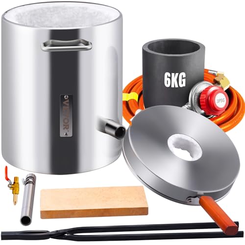 VEVOR Schmelzofen Propan Metall Schmelzofen 6 kg, Edelstahl Schmelzofen Gas 1482 ℃ inkl. 1 x Brenner, 1 x Tiegel, Schmiede Messerherstellung Schmiedeset für Kupfer, Aluminium, Gold, Silber usw. VEVOR Schmelzofen Propan Metall Schmelzofen 6 kg, Edelstahl Schmelzofen Gas 1482 ℃ inkl. 1 x Brenner, 1 x Tiegel, Schmiede Messerherstellung Schmiedeset für Kupfer, Aluminium, Gold, Silber usw. von VEVOR