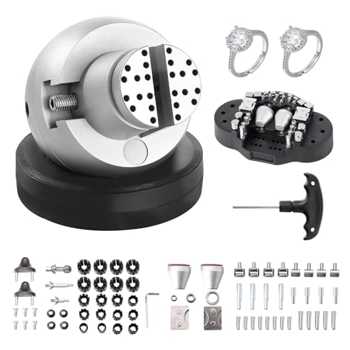 VEVOR Schmuck Kugelschraubstock Set Kugelschraubstock Gravierwerkzeug 127 mm Kugeldurchmesser, Jewellery Ball Vice Engraving 98 mm Max. Öffnung Professionelles Kugelschraubstock Werkzeug Verchromung von VEVOR