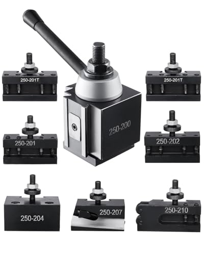 VEVOR Schnellwechsel-Werkzeughalter-Set, 8-teilig, Stahlhalter, für Mini-Drehmaschinen und Metalldrehmaschinen mit 254-381mm Umlaufdurchmesser, langlebiges Stahlmaterial, ideale für Ihre Werkstatt von VEVOR
