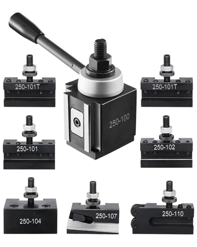 VEVOR Schnellwechsel-Werkzeughalter-Set, 8-teilig, Stahlhalter, passend für Mini-Drehmaschinen und Metalldrehmaschinen mit 152,4 bis 305 mm Umlaufdurchmesser, ideale Verbesserung für Ihre Werkstatt von VEVOR