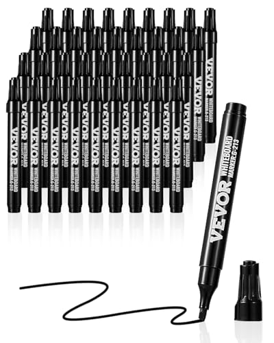 VEVOR Schwarze, trocken abwischbare Whiteboard-Marker mit Keilspitze, leicht zu reinigen, trocken abwischbar, Großpackung für Schule, Büro, Zuhause, 36 Stück VEVOR Schwarze, trocken abwischbare Whiteboard-Marker mit Keilspitze, leicht zu reinigen, trocken abwischbar, Großpackung für Schule, Büro, Zuhause, 36 Stück von VEVOR