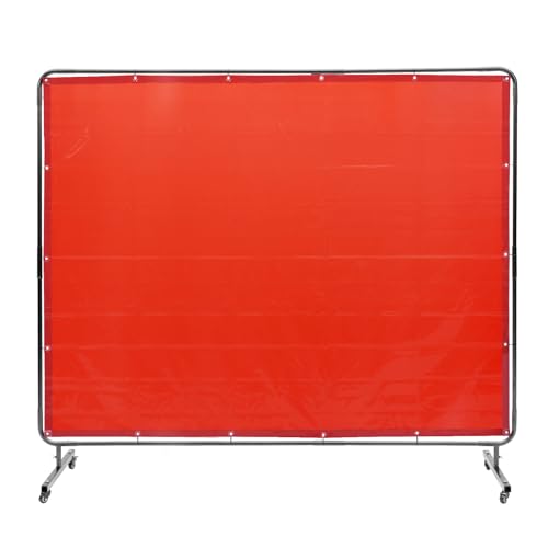 VEVOR Schweißvorhang 1,8 x 2,4 m Schweißschutzvorhang aus Flammhemmendem Vinyl Schweißschutzwand mit 4 Schwenkrädern und einem 6-stufigen UV-Schutz Schweißerdecke Schweißschutz Rot VEVOR Schweißvorhang 1,8 x 2,4 m Schweißschutzvorhang aus Flammhemmendem Vinyl Schweißschutzwand mit 4 Schwenkrädern und einem 6-stufigen UV-Schutz Schweißerdecke Schweißschutz Rot von VEVOR