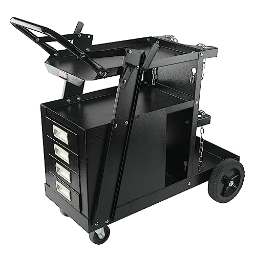 VEVOR Schweißwagen 2 Ablageflächen mit 4 Schubladen Schweißmobil Max. 100-120kg Wagen für Schweßgeräte mit 2 Gasflaschenhalterung Ideal für Handschweißen Schutzgasschweißen Argon-Lichtbogenschweißen VEVOR Schweißwagen 2 Ablageflächen mit 4 Schubladen Schweißmobil Max. 100-120kg Wagen für Schweßgeräte mit 2 Gasflaschenhalterung Ideal für Handschweißen Schutzgasschweißen Argon-Lichtbogenschweißen von VEVOR