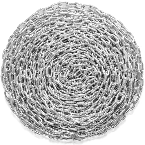 VEVOR Stahlkette Kohlenstoffstahl, 7,3mm x 28m, 158kg Traglast, verzinkte Gliederkette mit zwei Schnellverbindern, Stahlkette für Hundekette, Hebe-Lastlager Kette zum Schleppen Aufhängen Camping von VEVOR