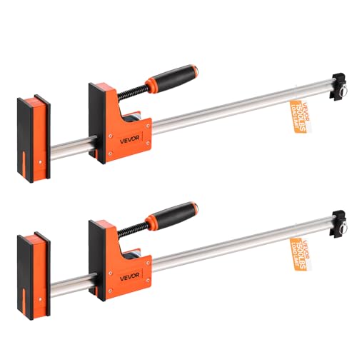 VEVOR Stangenklemmen für Holzbearbeitung 2 Stk. 914 mm Öffnung, Parallelklemmen-Set, F-Klemme mit 680 kg Belastungsgrenze, 98,4 mm Tiefe, Kunststoff & Kohlenstoffstahl, Metallbearbeitung Orange von VEVOR