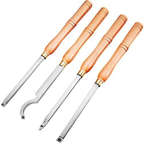 VEVOR Stechbeitel Set Wellendurchmesser 12 mm, Stemmeisen Holz 4-Teilig, Stechbeitel mit Holzgriff, Stecheisen mit T15- und T20 Inbusschlüssel Metallisch von VEVOR