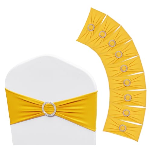 VEVOR Stretch-Stuhlschärpen aus Spandex, Stuhlhussen & Stretch-Stuhlschärpen mit Runder Schnalle, Elastische Stuhlbänder, Passende Stuhldekoration für Hochzeiten, Feiertage (100 Stück, Goldgelb) VEVOR Stretch-Stuhlschärpen aus Spandex, Stuhlhussen & Stretch-Stuhlschärpen mit Runder Schnalle, Elastische Stuhlbänder, Passende Stuhldekoration für Hochzeiten, Feiertage (100 Stück, Goldgelb) von VEVOR