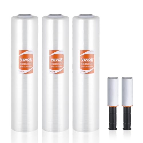 VEVOR Stretchfolie 381mmx305m 3er-Set 60 Gauge Industriestärke transparente langlebige Palettenfolie strapazierfähige Verpackungsfolie mit Griffen zum Verpacken von Paletten Versand und Umzüge VEVOR Stretchfolie 381mmx305m 3er-Set 60 Gauge Industriestärke transparente langlebige Palettenfolie strapazierfähige Verpackungsfolie mit Griffen zum Verpacken von Paletten Versand und Umzüge von VEVOR