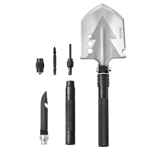 VEVOR Survival-Schaufel 8 in 1 Schaufel, faltbares Multitool 602 mm Lange, kompakte Schaufel für Geländefahrten Camping Wandern Outdoor Survivalisten Notfälle von VEVOR