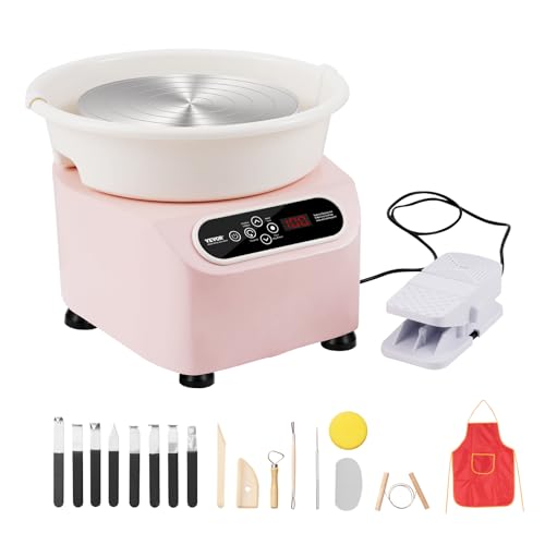 VEVOR Töpferscheibe, 25 cm Töpferformmaschine, 350 W elektrische Töpferscheibe mit Pedal & LCD-Touchscreen, Direktantrieb-Keramikscheibe mit Formwerkzeugen für Heimwerker-Kunsthandwerk, Rosa VEVOR Töpferscheibe, 25 cm Töpferformmaschine, 350 W elektrische Töpferscheibe mit Pedal & LCD-Touchscreen, Direktantrieb-Keramikscheibe mit Formwerkzeugen für Heimwerker-Kunsthandwerk, Rosa von VEVOR