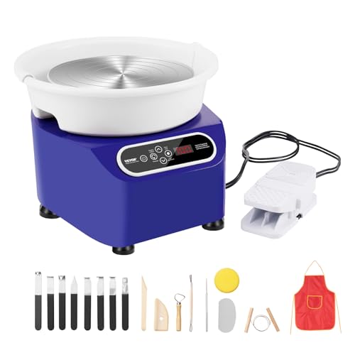 VEVOR Töpferscheibe, 28 cm Töpferformmaschine, 350 W elektrische Töpferscheibe mit Pedal und LCD-Touchscreen, Direktantrieb-Keramikscheibe mit Formwerkzeugen für Heimwerker-Kunsthandwerk, Blau VEVOR Töpferscheibe, 28 cm Töpferformmaschine, 350 W elektrische Töpferscheibe mit Pedal und LCD-Touchscreen, Direktantrieb-Keramikscheibe mit Formwerkzeugen für Heimwerker-Kunsthandwerk, Blau von VEVOR