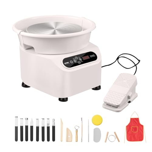 VEVOR Töpferscheibe, 28 cm Töpferformmaschine, 450 W elektrische Töpferscheibe mit Pedal und LCD-Touchscreen, Direktantrieb-Keramikscheibe mit Formwerkzeugen für Heimwerker-Kunsthandwerk, weiß VEVOR Töpferscheibe, 28 cm Töpferformmaschine, 450 W elektrische Töpferscheibe mit Pedal und LCD-Touchscreen, Direktantrieb-Keramikscheibe mit Formwerkzeugen für Heimwerker-Kunsthandwerk, weiß von VEVOR