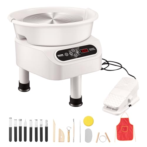 VEVOR Töpferscheibe, 28 cm Töpferformmaschine, 450 W elektrische Töpferscheibe mit Pedal & LCD-Touchscreen, Keramikscheibe mit Direktantrieb & 3 Stützbeinen für Heimwerker-Kunsthandwerk, weiß VEVOR Töpferscheibe, 28 cm Töpferformmaschine, 450 W elektrische Töpferscheibe mit Pedal & LCD-Touchscreen, Keramikscheibe mit Direktantrieb & 3 Stützbeinen für Heimwerker-Kunsthandwerk, weiß von VEVOR